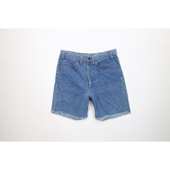 Vintage 60s 70s Streetwear Mens 30 Distressed Frayed Denim Jean Short Shorts USA - Picture 1 of 15